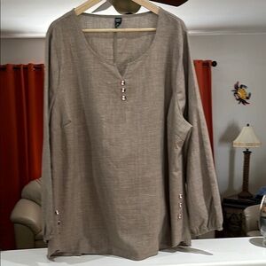 Emery Rose Brown Long Sleeve Blouse Women’s Plus Size 5X